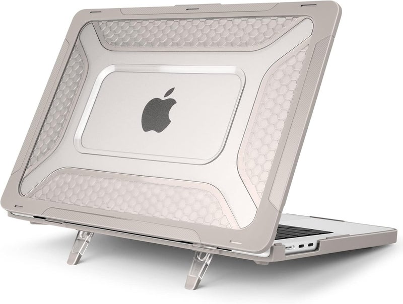 Batianda Extreme Heavy Duty Case for New MacBook Air 13.6 inch 2025 M4 2024 2022 A3240 A3113 A2681 - Anti-Slip Rubberized Stand (Holds 25lbs) Honeycomb Exoskeleton Max Cooling & Stability - Rock Gray - Image 3